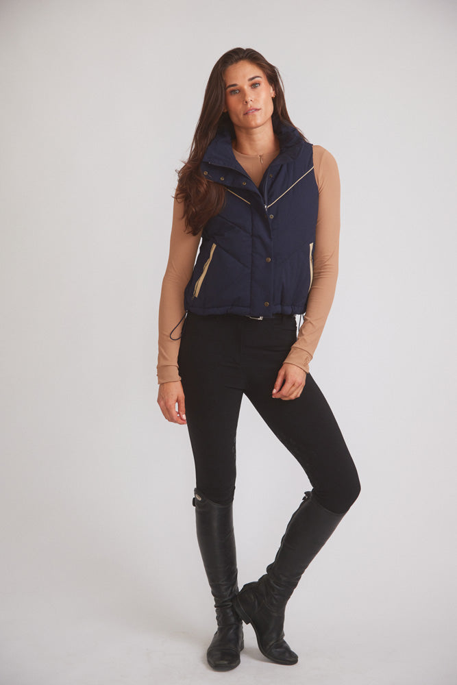 Mia | Water-Resistant Down Riding Vest | Navy