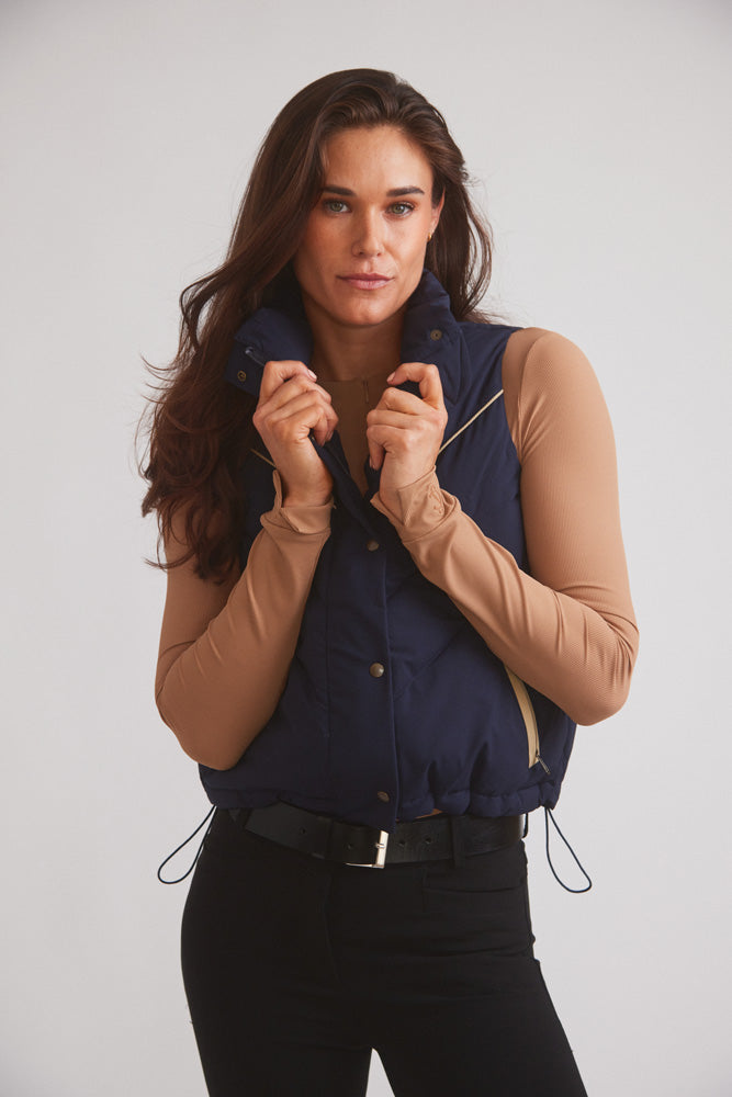 Mia | Water-Resistant Down Riding Vest | Navy