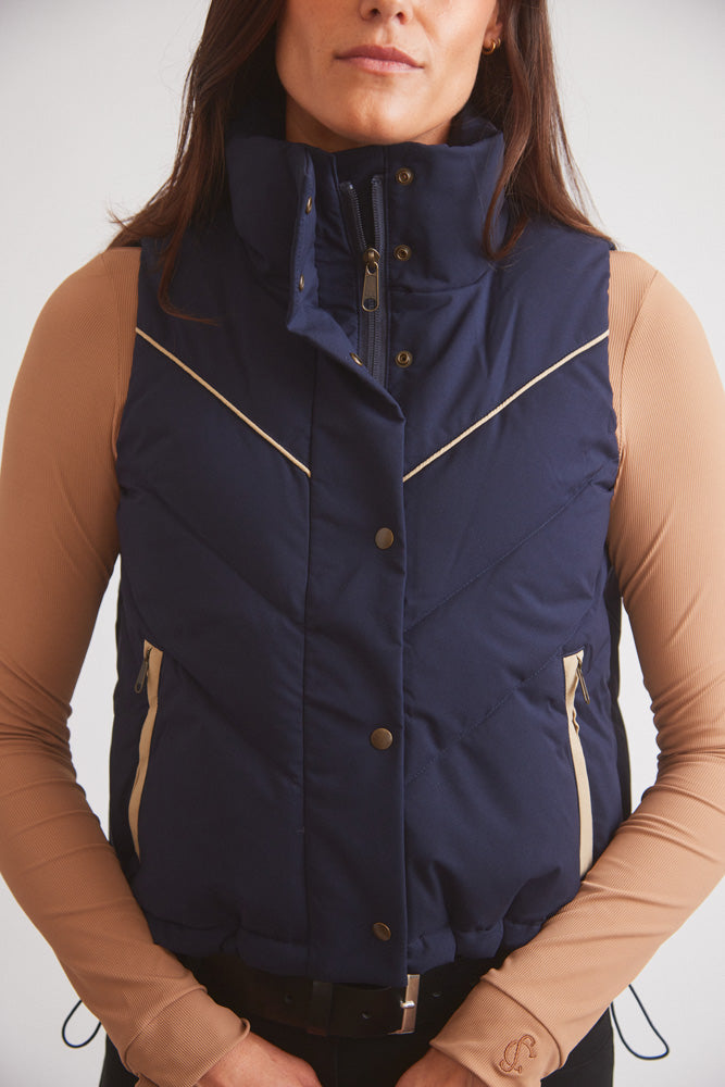 Mia | Water-Resistant Down Riding Vest | Navy