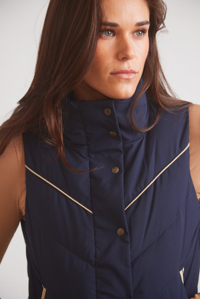 Mia | Water-Resistant Down Riding Vest | Navy