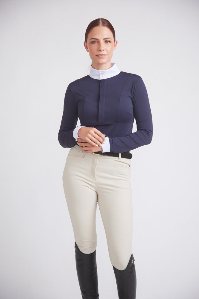 Isabel 2.0 | Long-sleeve Equestrian Show Shirt | UV Lightweight Fabric | Navy