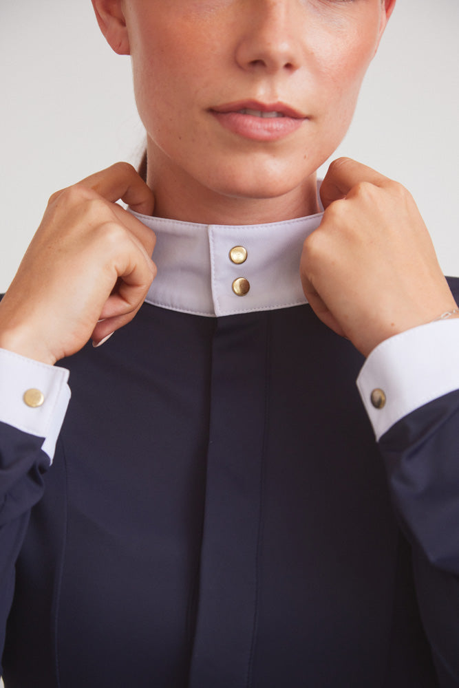 Isabel 2.0 | Long-sleeve Equestrian Show Shirt | UV Lightweight Fabric | Navy