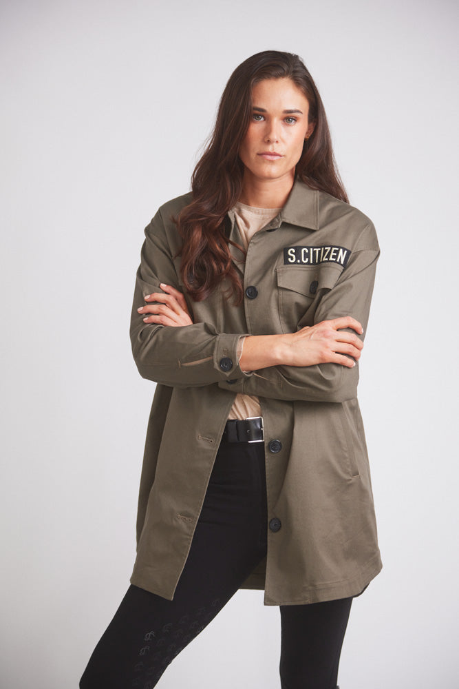 James | Oversized Cavalry Jacket | Army Green Twill