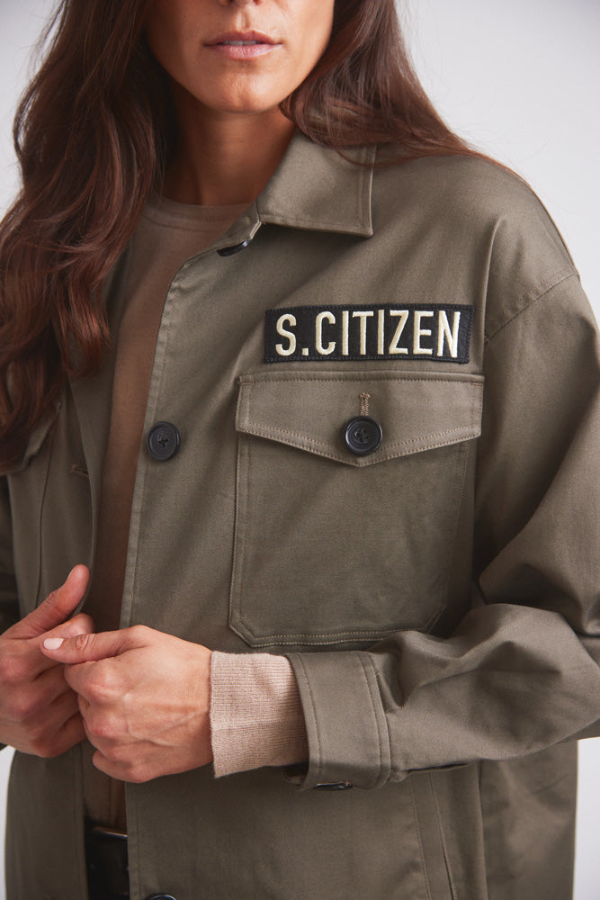 James | Oversized Cavalry Jacket | Army Green Twill