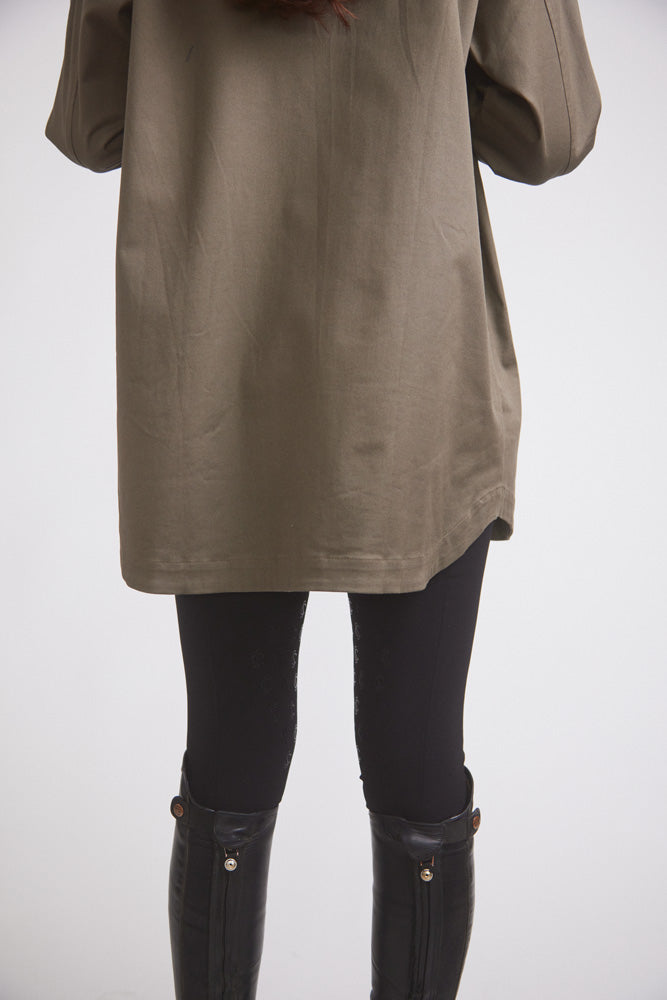 James | Oversized Cavalry Jacket | Army Green Twill