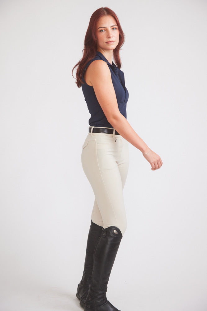 Cameron | Sleeveless Zip Riding Top | Deep Navy