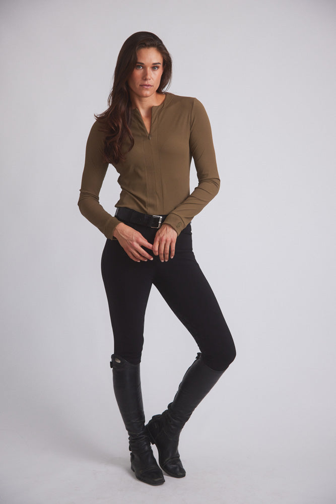 Carol | Performance Crewneck Riding Top | Force Rib