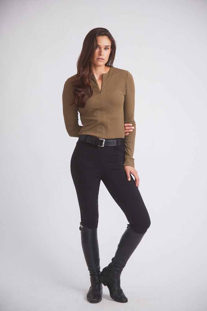 Carol | Performance Crewneck Riding Top | Force Rib