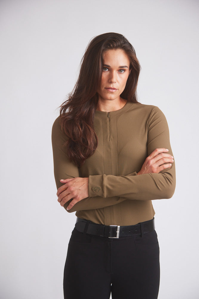Carol | Performance Crewneck Riding Top | Force Rib