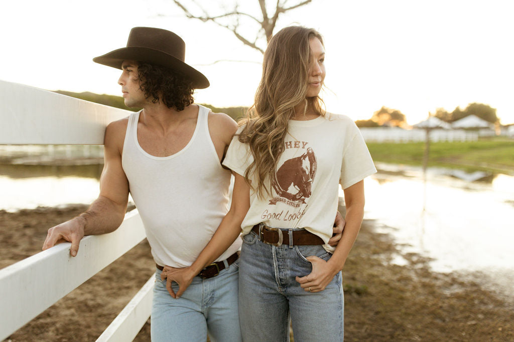 Hey Good Lookin | Equestrian Vintage Tee | Natural Cotton