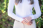 Carol | Performance Crewneck Riding Top | White Rib