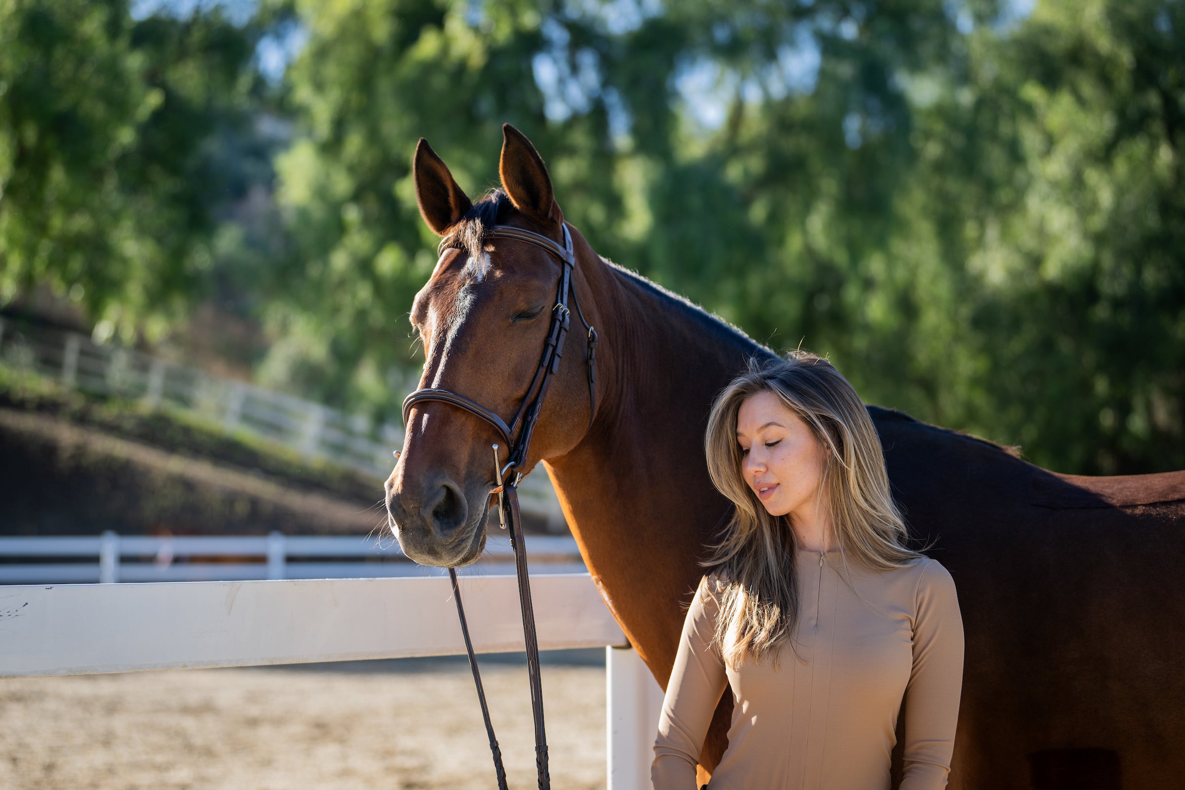 Carol | Performance Crewneck Riding Top | White Rib