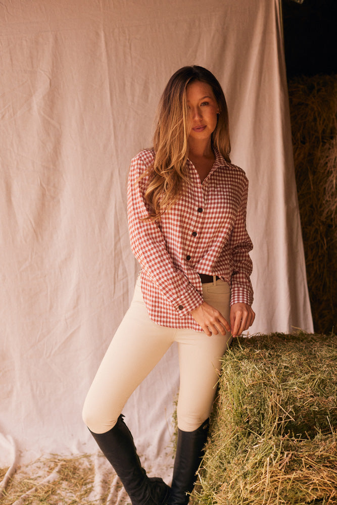 Kaley | Seersucker Gingham Button Down | Cherry Pie