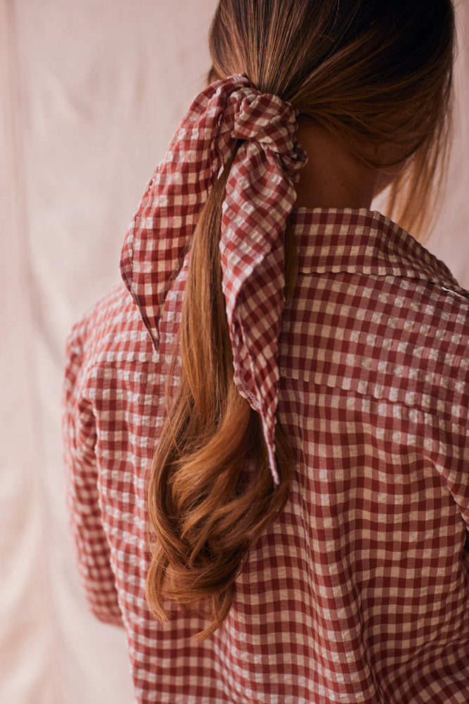 Kaley | Seersucker Gingham Button Down | Cherry Pie