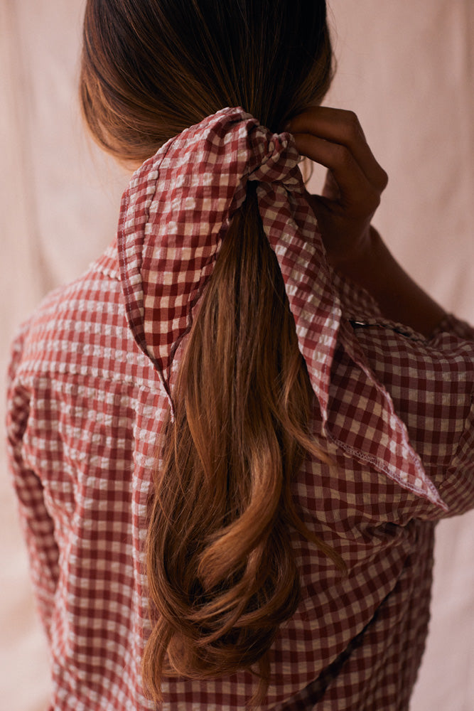 Kaley | Seersucker Gingham Button Down | Cherry Pie