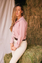 Jessica II | Gingham Equestrian Button-Down Shirt | Cinnamon