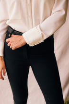 Jessica | Seersucker Equestrian Button-Down Shirt | Ivory