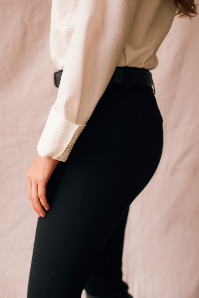 Jessica | Seersucker Equestrian Button-Down Shirt | Ivory