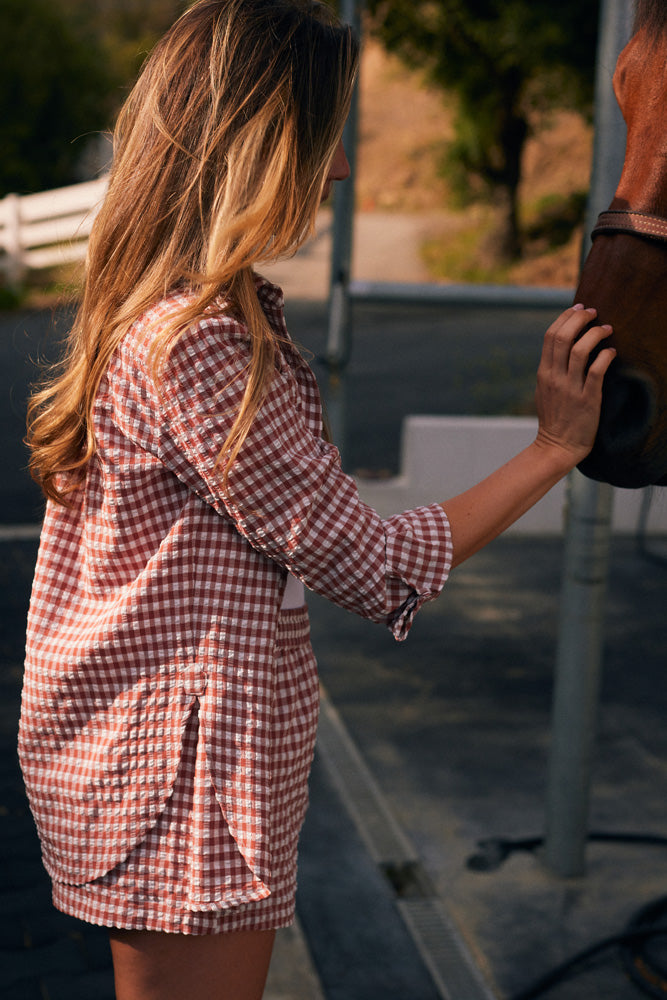 Kent | Cherry Check Cotton Boxer Short | Red Gingham