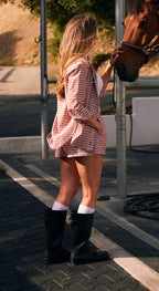 Kent | Cherry Check Cotton Boxer Short | Red Gingham