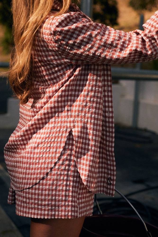 Kent | Cherry Check Cotton Boxer Short | Red Gingham