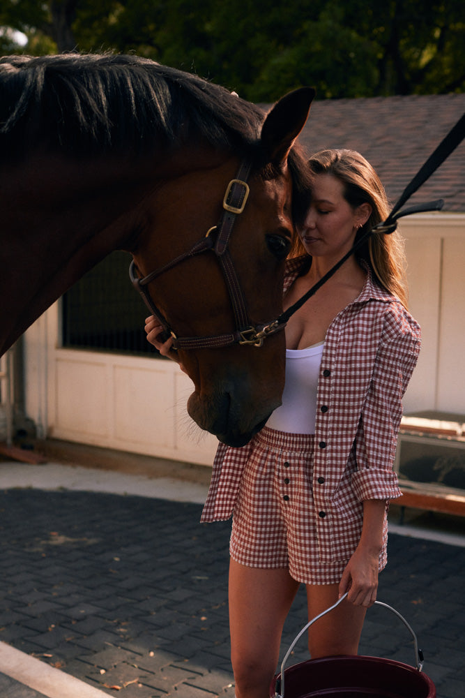 Kent | Cherry Check Cotton Boxer Short | Red Gingham