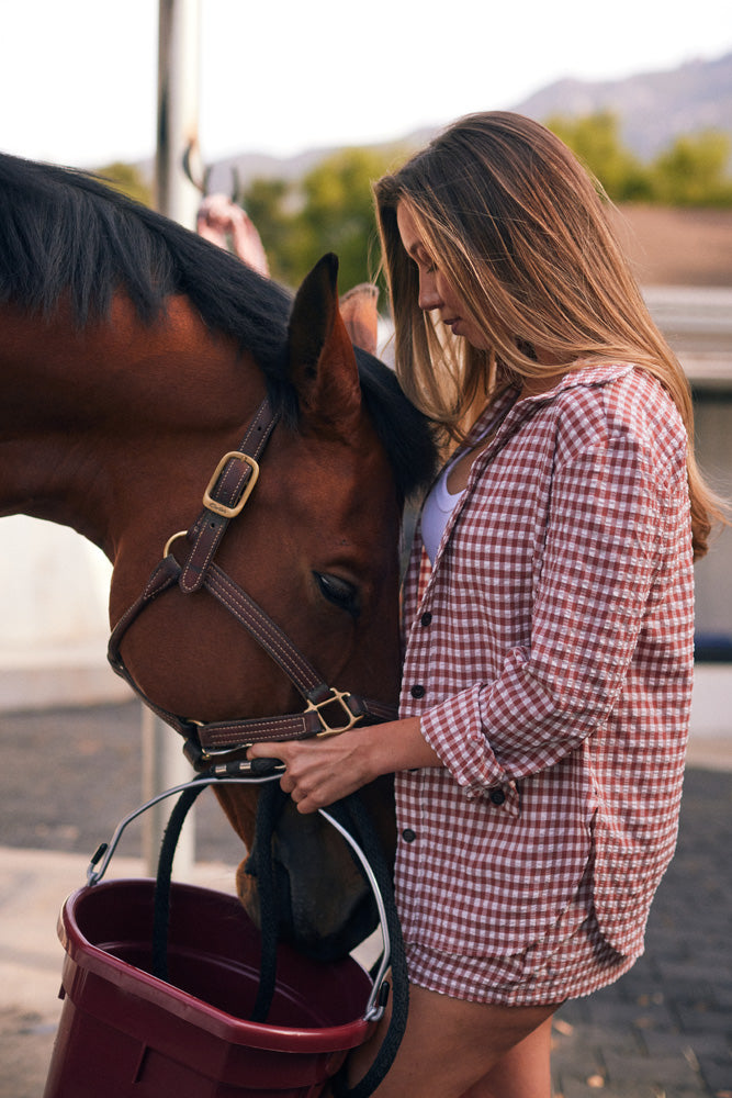 Kent | Cherry Check Cotton Boxer Short | Red Gingham