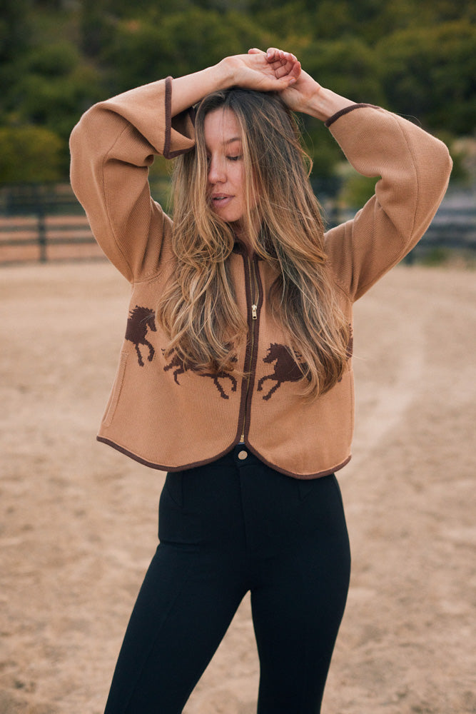 Parker | Cropped Equestrian Sweater | Wild Horses