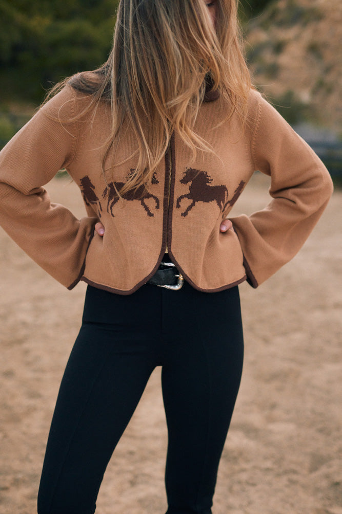 Parker | Cropped Equestrian Sweater | Wild Horses