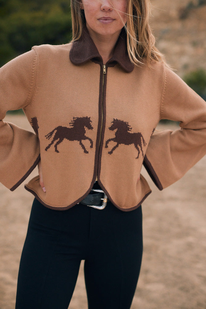 Parker | Cropped Equestrian Sweater | Wild Horses