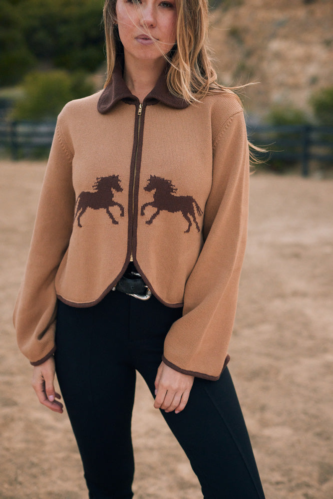 Parker | Cropped Equestrian Sweater | Wild Horses