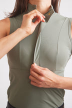 Cameron | Sleeveless Zip Riding Top | Thyme