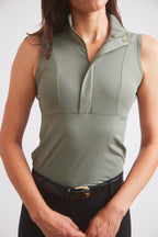 Cameron | Sleeveless Zip Riding Top | Thyme