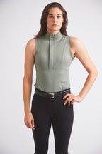 Cameron | Sleeveless Zip Riding Top | Thyme