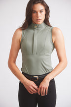 Cameron | Sleeveless Zip Riding Top | Thyme