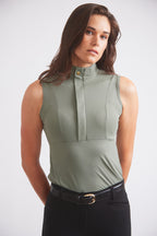 Cameron | Sleeveless Zip Riding Top | Thyme