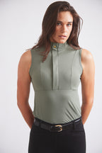 Cameron | Sleeveless Zip Riding Top | Thyme