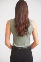 Cameron | Sleeveless Zip Riding Top | Thyme
