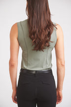 Cameron | Sleeveless Zip Riding Top | Thyme