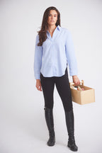 Kaley | Seersucker Plaid Button Down | Cornflower Blue