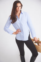 Kaley | Seersucker Plaid Button Down | Cornflower Blue