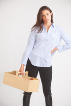 Kaley | Seersucker Plaid Button Down | Cornflower Blue