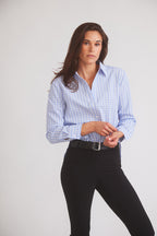 Kaley | Seersucker Plaid Button Down | Cornflower Blue
