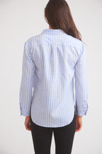 Kaley | Seersucker Plaid Button Down | Cornflower Blue
