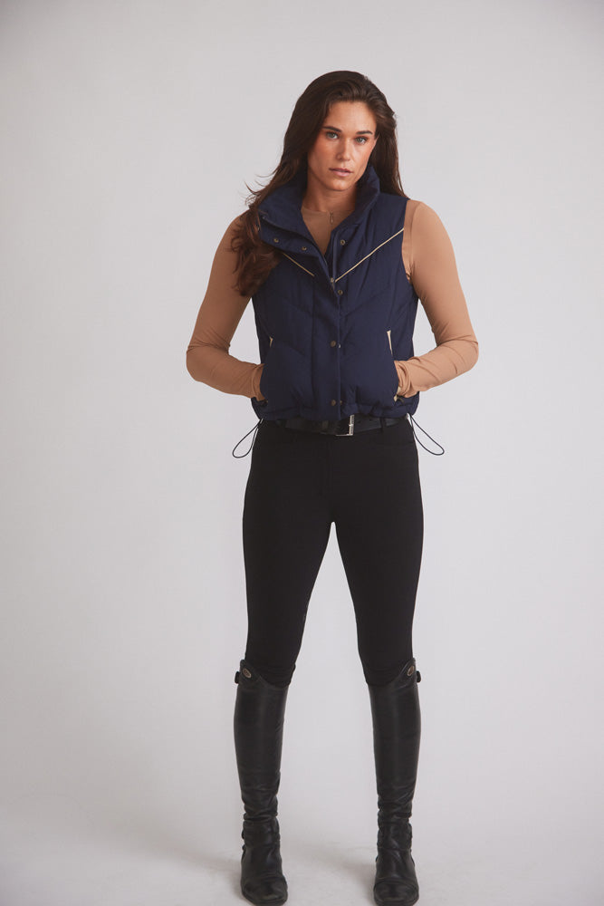 Mia | Water-Resistant Down Riding Vest | Navy