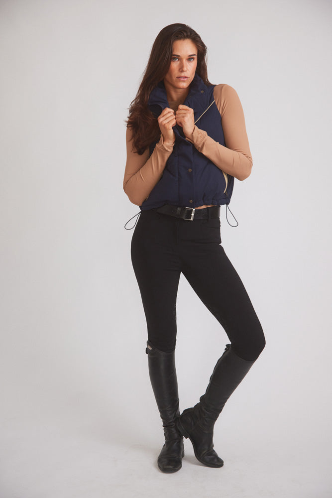 Mia | Water-Resistant Down Riding Vest | Navy