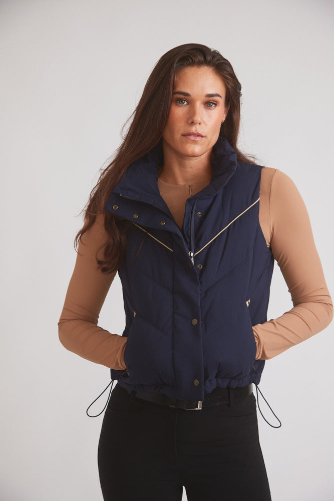Mia | Water-Resistant Down Riding Vest | Navy