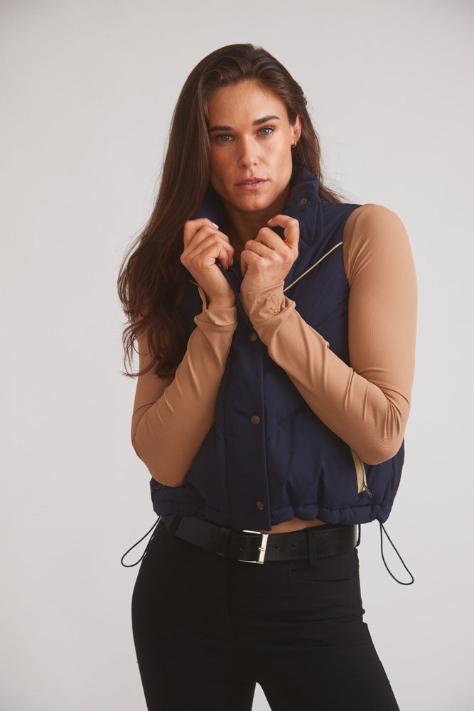 Mia | Water-Resistant Down Riding Vest | Navy