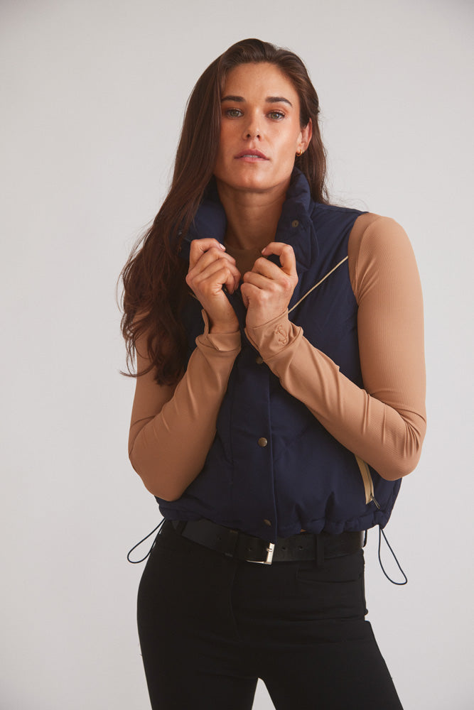 Mia | Water-Resistant Down Riding Vest | Navy