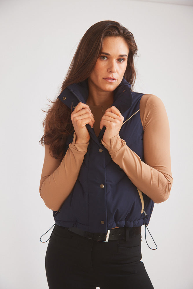 Mia | Water-Resistant Down Riding Vest | Navy